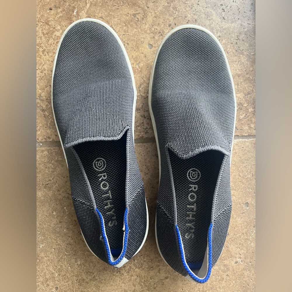 Rothy’s charcoal gray slip on sneaker, size 8.5. Worn minimally.